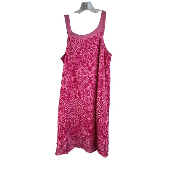Athleta Dress Womens M Pink Geometric Cotton Lined Ruffle Trim Scoop Neck - Picture 3 of 9